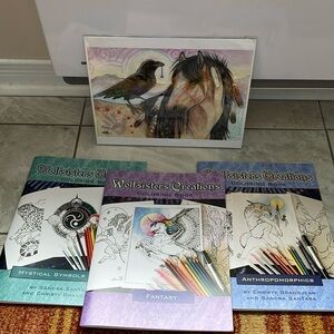 Wolfsisters 3x new colouring books Sandra SanTara Christy Grandjean Goldenwolf